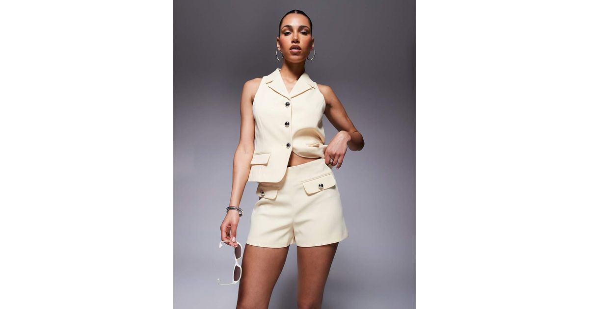 River Island Micro Short Co-ord in Yellow Lyst UK