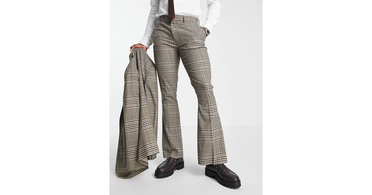 ASOS Skinny Flare Suit Trousers in Brown for Men Lyst
