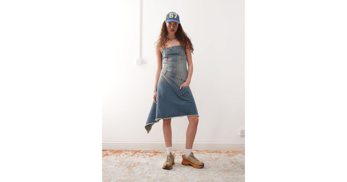 Collusion Iconic Denim Dress in Blue | Lyst