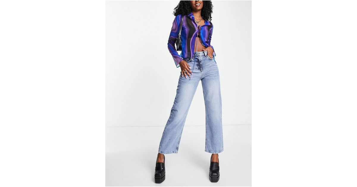 collusion x014 dad jeans in oyster wash