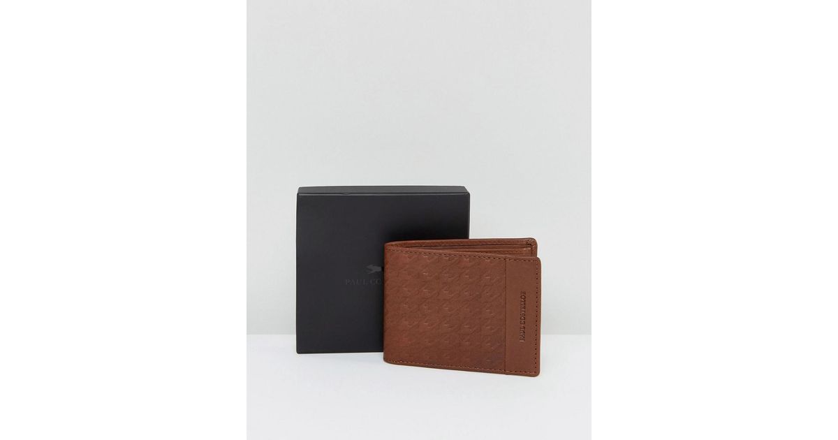Paul Costelloe Embossed Leather Wallet In Tan in Brown for Men - Lyst