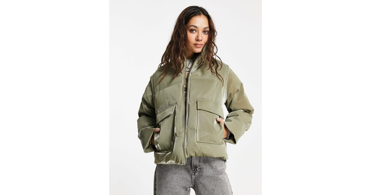 TOPSHOP Sheen Puffer Jacket With 