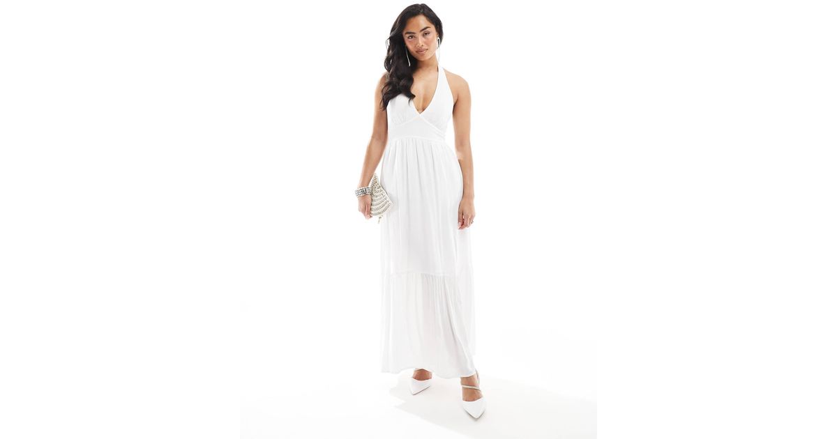 cotton madras halter dress Nora Halter Maxi Dress Navy / Medium/Large