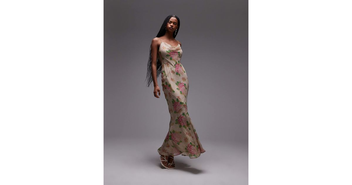 TOPSHOP Double Layered Satin And Chiffon Maxi Slip Dress in Brown | Lyst TOPSHOP Double Layered Satin And Chiffon Maxi Slip Dress in Brown | Lyst