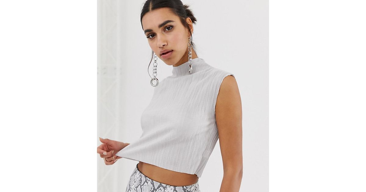 silver high neck top