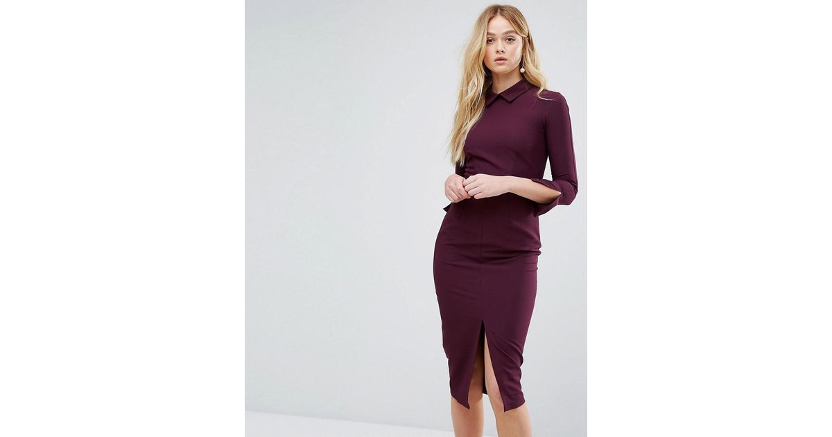 closet collar full skirt midi dress
