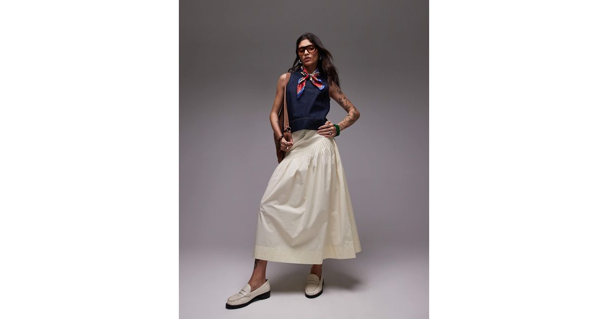 スカート ORR Pintuck Full Skirt Topshop pintuck poplin full skirt in red | ASOS