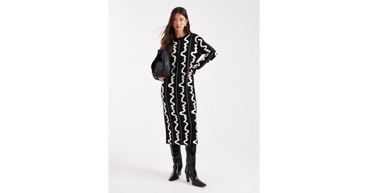 Object Knitted Midi Dress in Black | Lyst UK