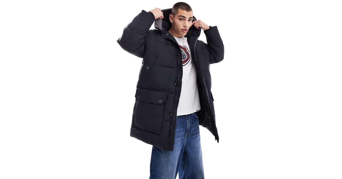 Pretty Green Mountfield Quilted Parka Jacket in Blue for Men Lyst UK