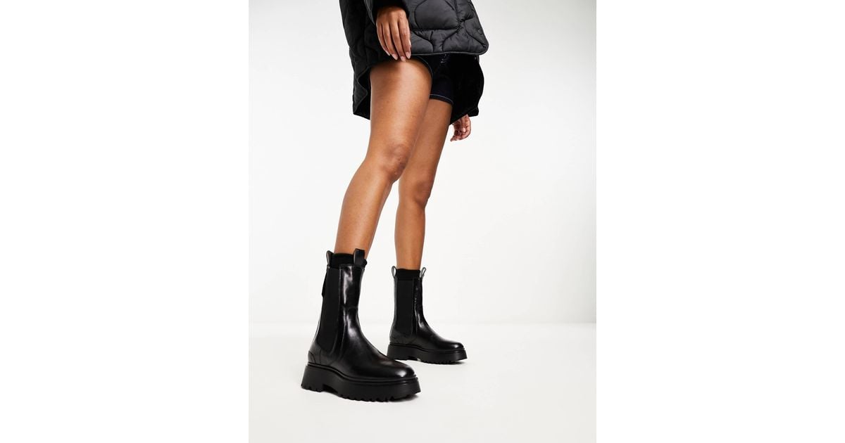 AllSaints Amber Leather Chunky Tall Chelsea Boots in Black Lyst