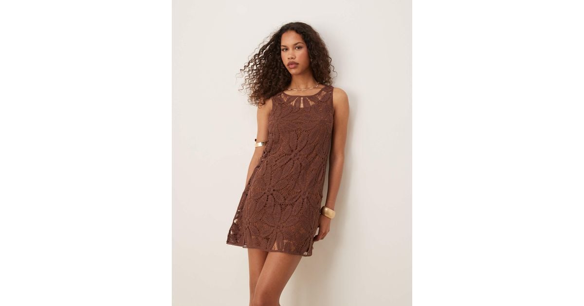 mango brown crochet dress Illoura the Label main image 1