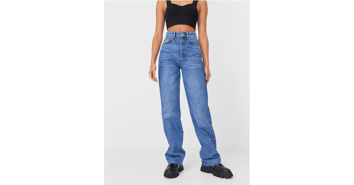 stradivarius 90s dad jean in vintage blue