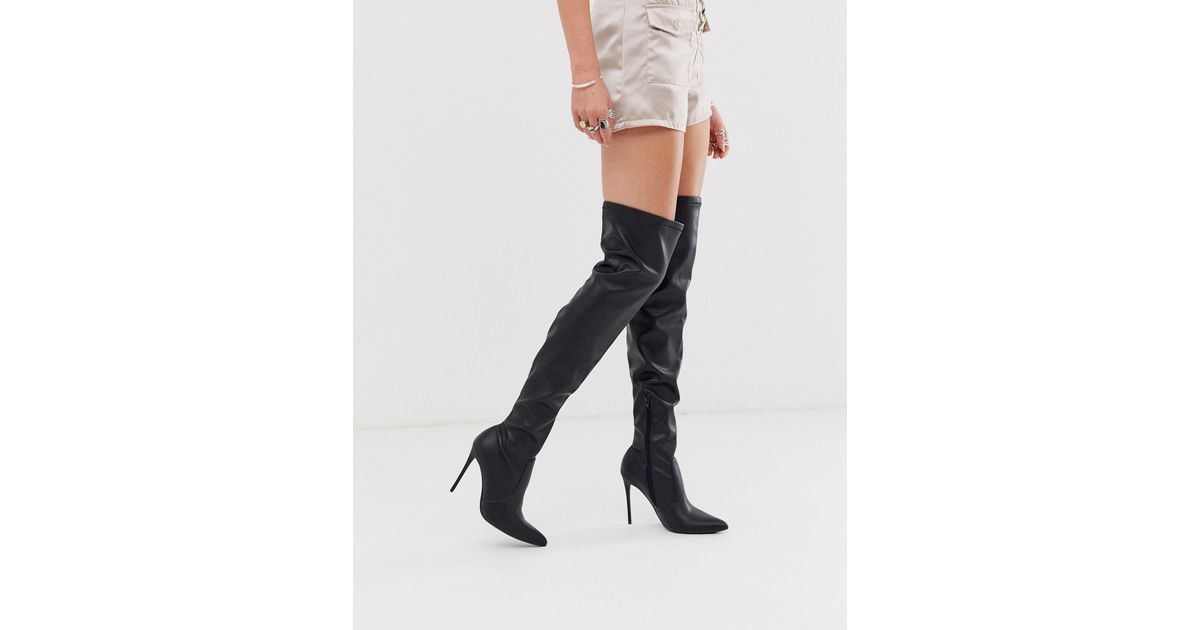truffle collection heeled knee high boots in black