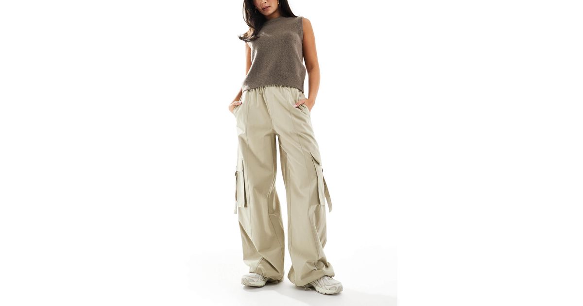 Utility Pull ASOS Oversized Utility Pull On Pants in Natural | Lyst