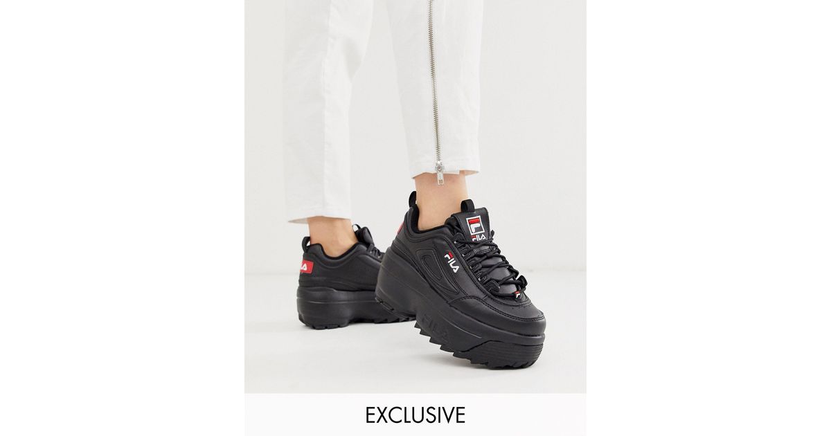 Fila Leder – Disruptor II – e Plateau-Sneaker mit Keilabsatz, exklusiv bei  ASOS in Schwarz - Lyst