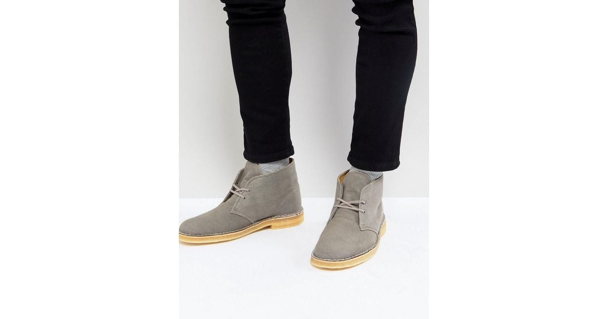 Clarks Desert Boots In Stone Canvas 