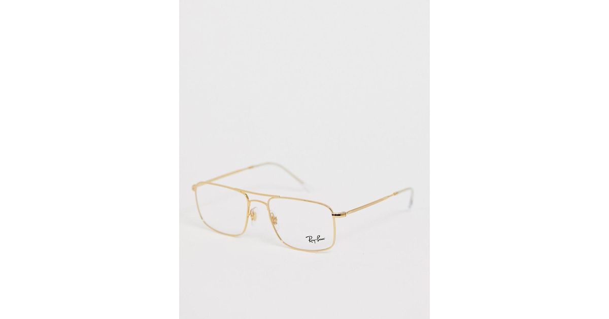 Ray-Ban Vierkante Pilotenbril Met Demoglazen in het Metallic voor heren -  Lyst