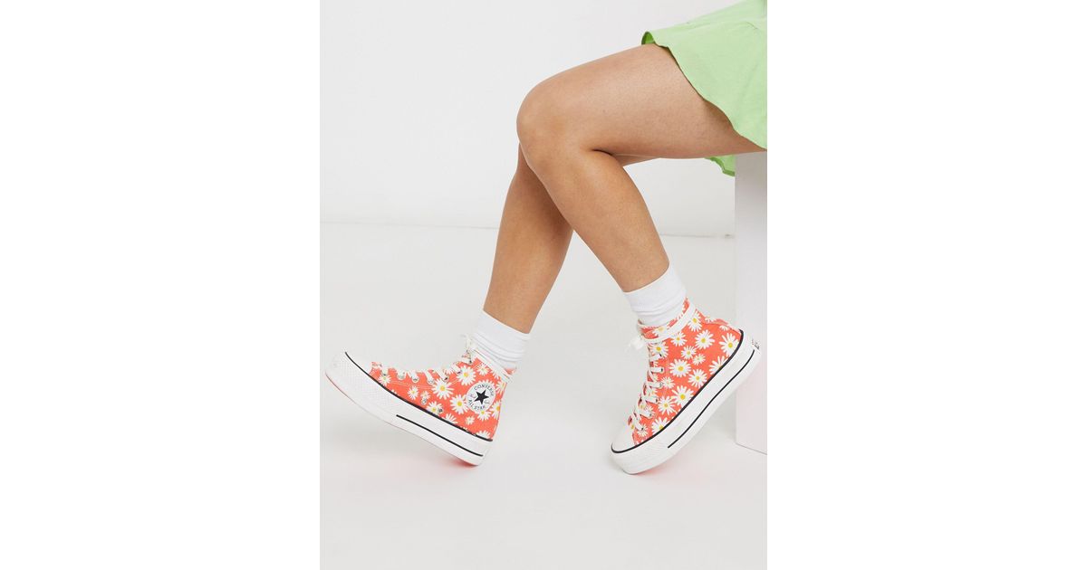 Zapatillas hi-top con plataforma y estampado Converse de color Rojo | Lyst