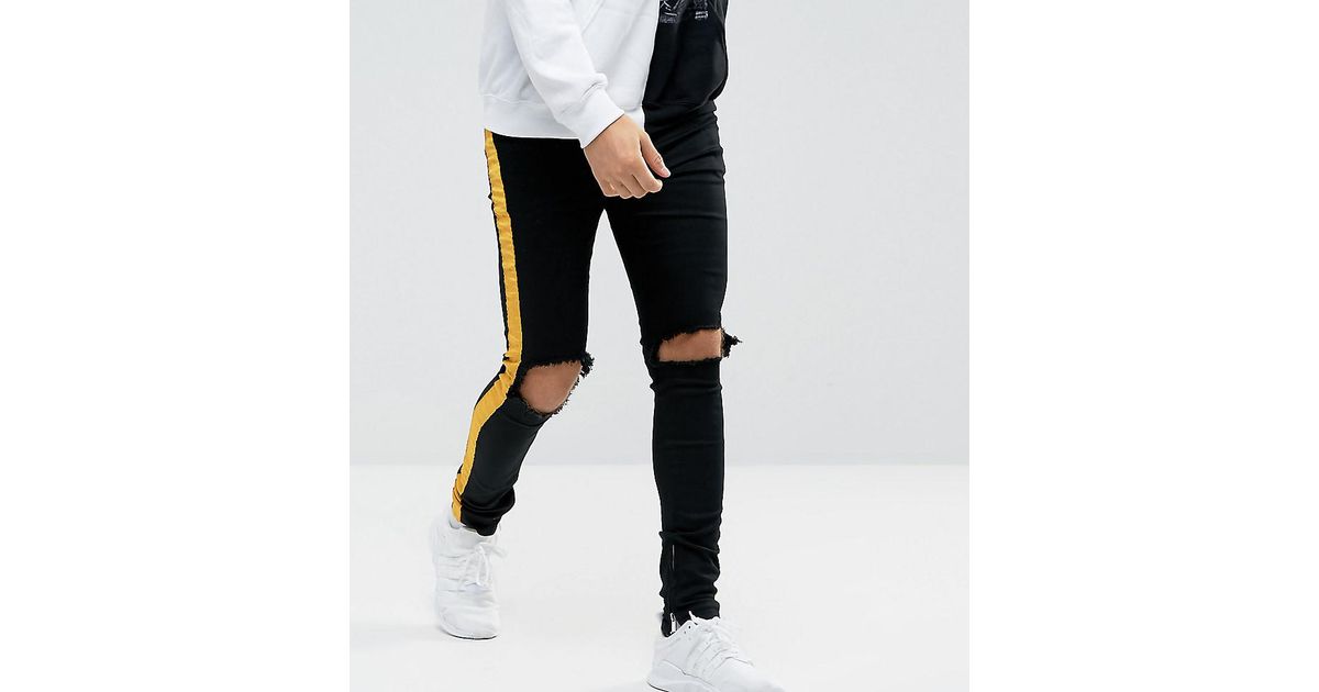 black jeans yellow stripe