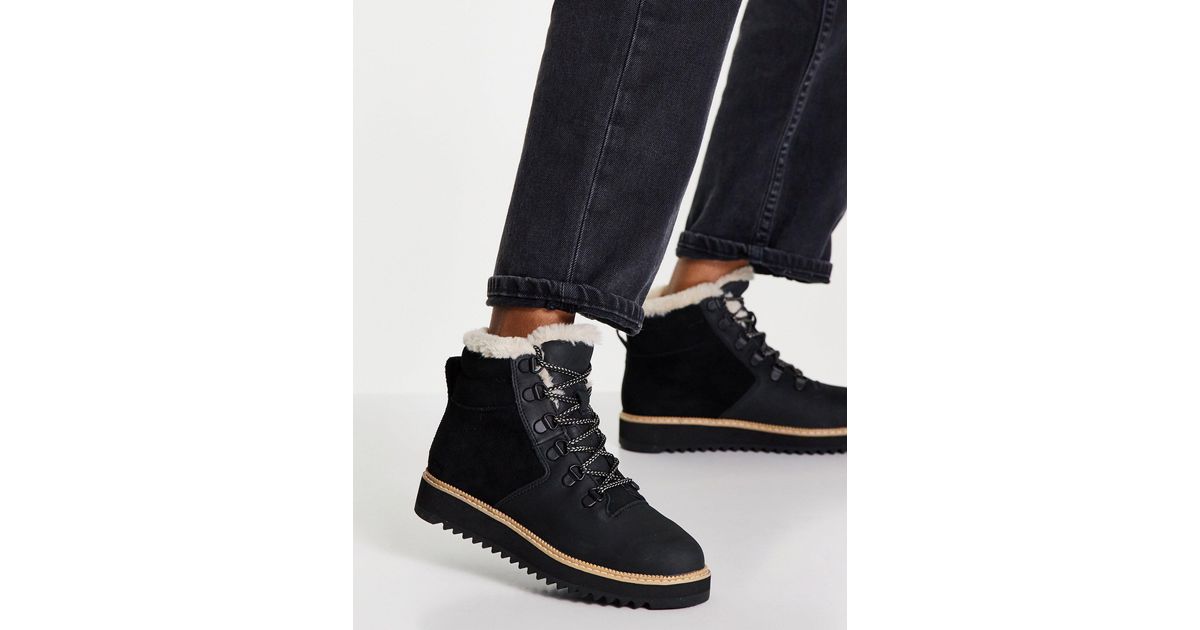 TOMS Mojave Waterproof Lined Suede Lace Front Boots in Black Lyst