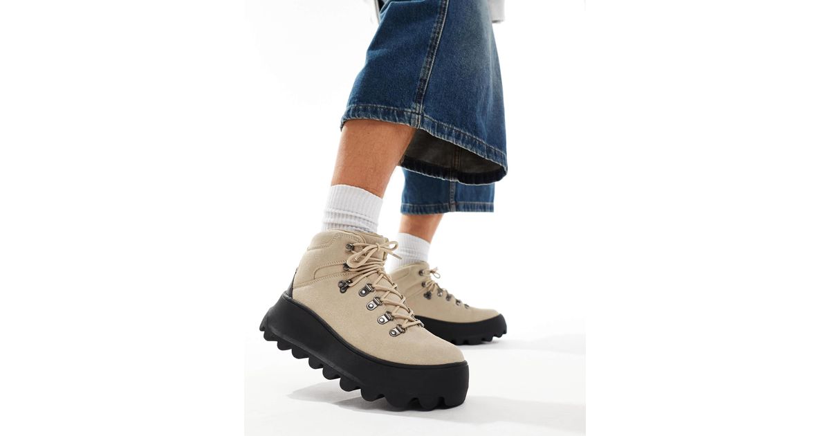 ASOS Lace Up Hiking Boots in Blue for Men Lyst Canada