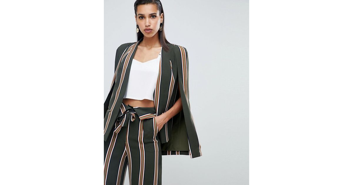 Blazer a mantella classica con righe di Lavish Alice in Verde | Lyst