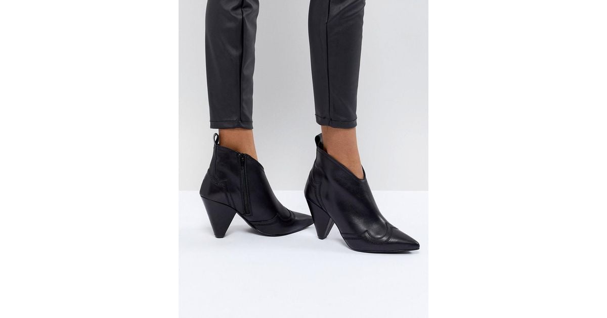 Leather Western Heeled Ankle Boots - Lyst