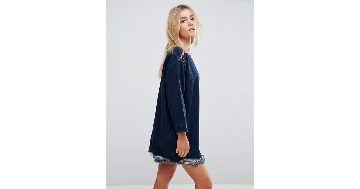 destroyed denim dress