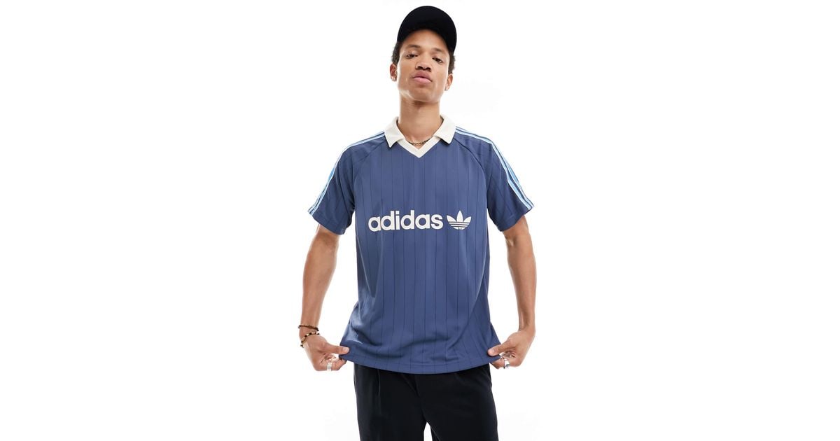 adidas Originals Stripe Jersey in Blue for Men | Lyst Canada