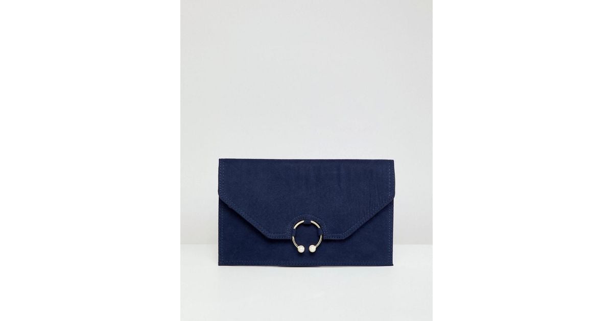 asos navy clutch bag