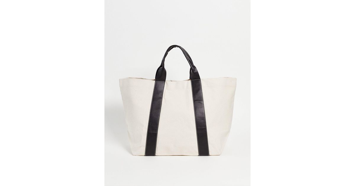 ASOS Heavyweight Oversized Cotton Tote Bag With Faux Leather Straps in