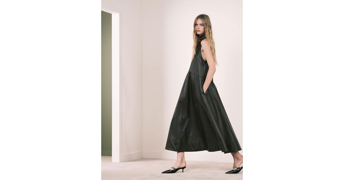 ASOS High Neck Leather Look Maxi Dress With Stitching Detail in Black | Lyst ASOS High Neck Leather Look Maxi Dress With Stitching Detail in Black | Lyst