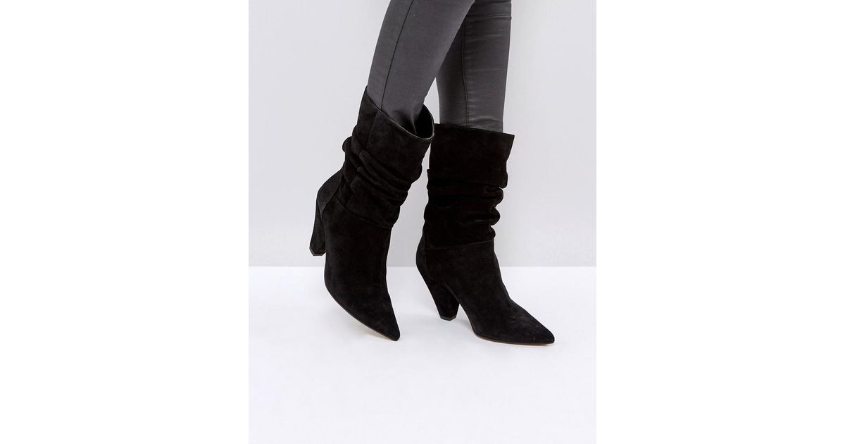 slouch cone heel boots