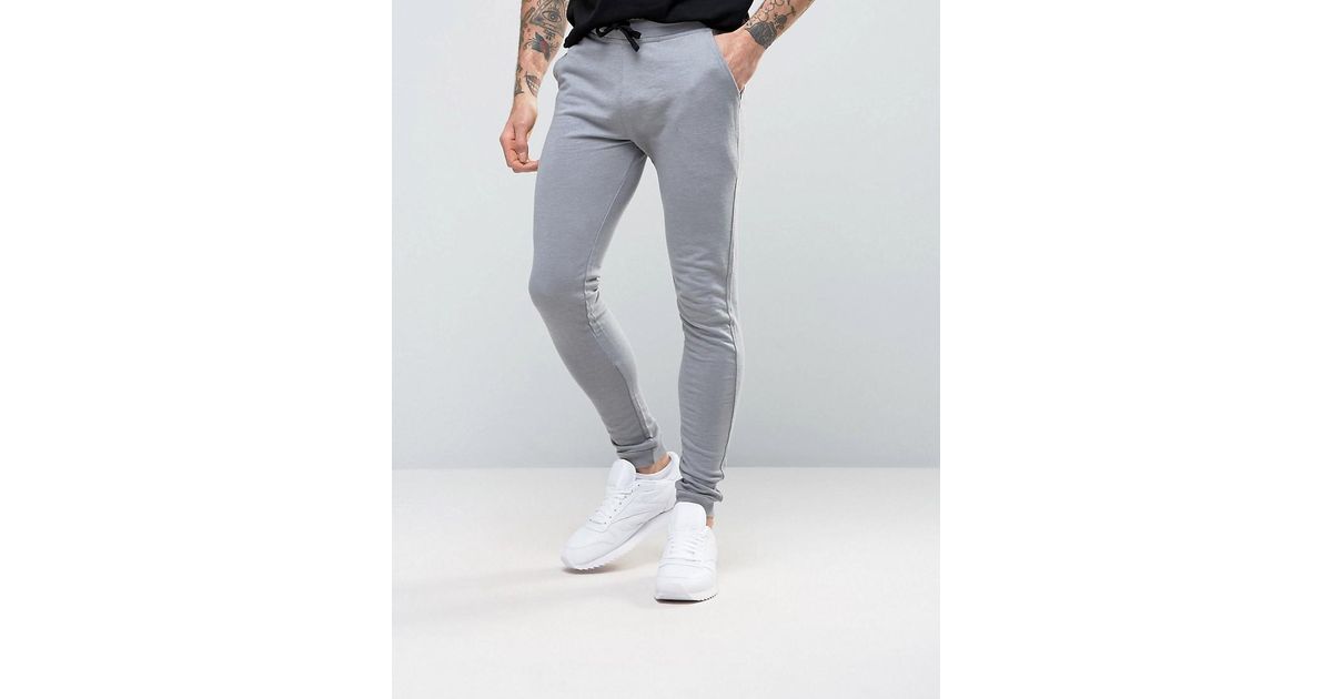 ASOS Cotton Super Skinny Joggers in Grey (Grey) for Men - Lyst