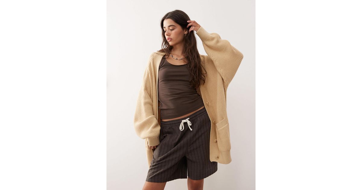 Monki 05913267 Monki Oversized Longline Cardigan in Natural | Lyst