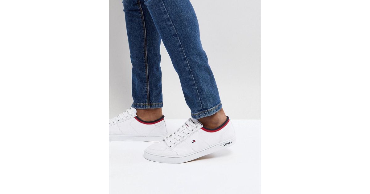 Tommy Hilfiger Core Corporate Canvas Trainers In White for Men | Lyst UK