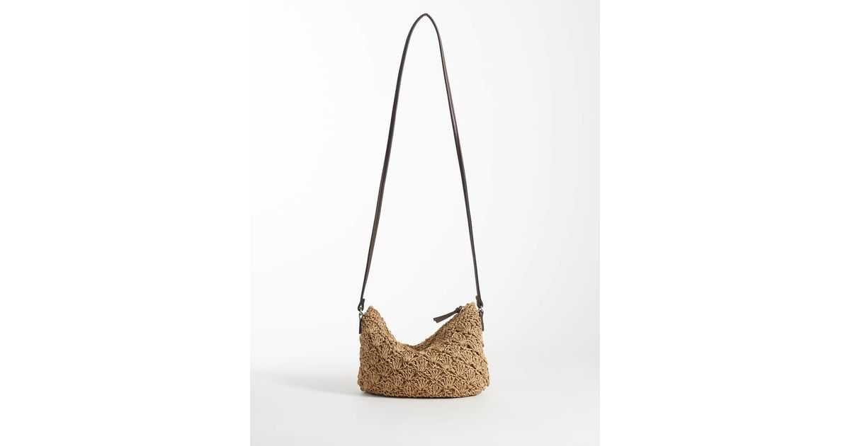 ASOS Crochet Straw Shell Crossbody Bag in Natural | Lyst UK