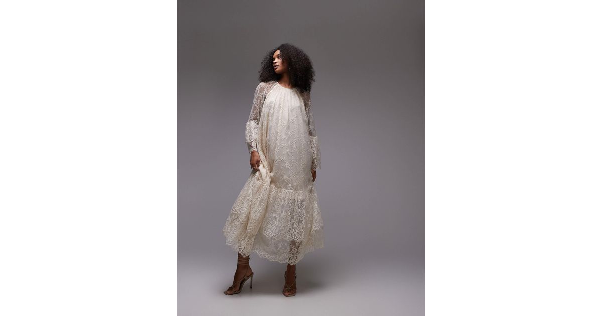 & Other Stories Sheer Lace Maxi Dress With Ruffles And Tiered Volume Hem in Gray | Lyst & Other Stories Sheer Lace Maxi Dress With Ruffles And Tiered Volume Hem in Gray | Lyst
