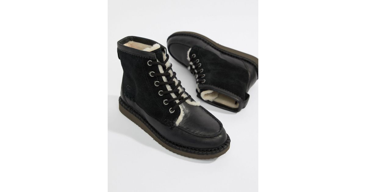 ugg quinlin lace up boot in black