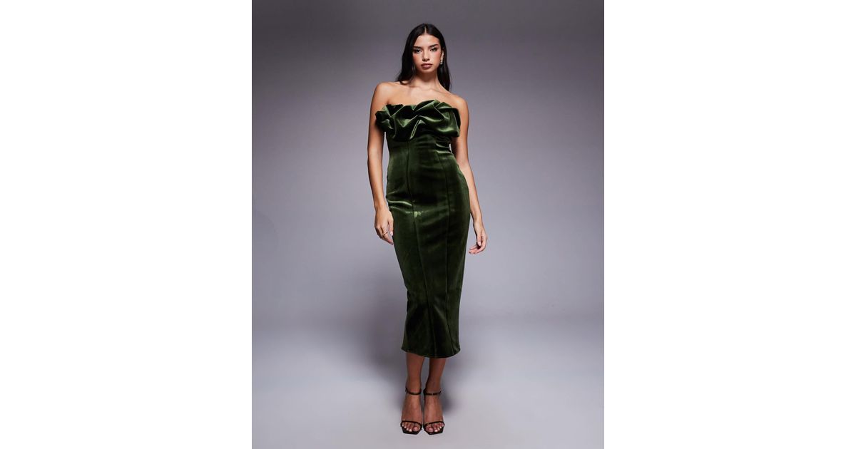 Velvet bandeau long Dress