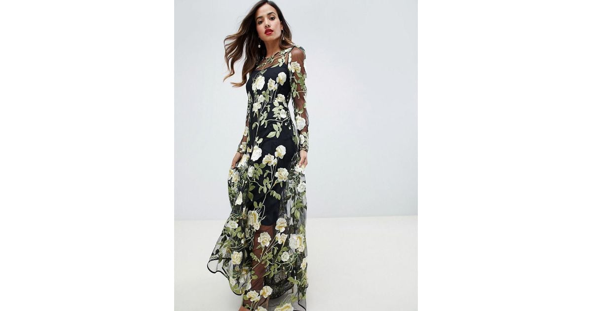 floral embroidered maxi dress
