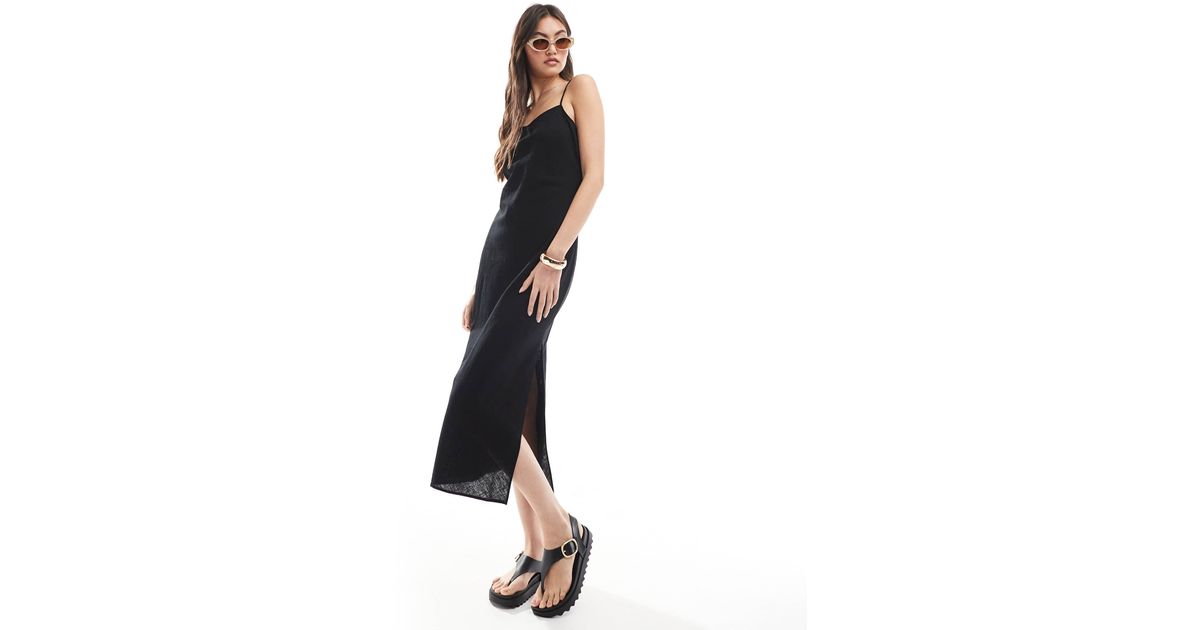 linen dress shop near me STAUD, Costa Linen Dress in Dark Oak, Size XS main image 0