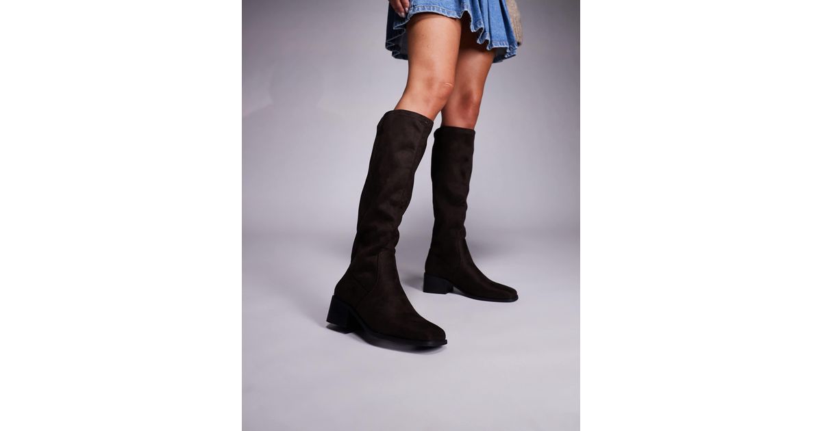 SIMMI Simmi London Wide Fit Xander Smart Knee Boots in Brown | Lyst