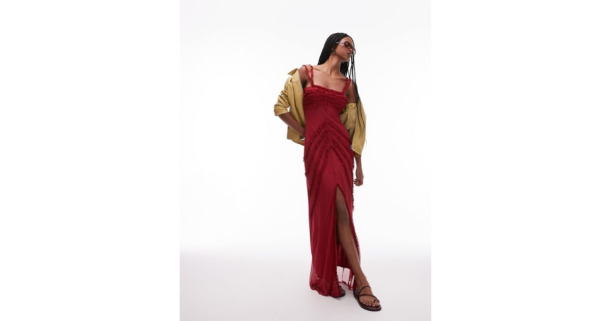 laagam red dress Arabella Ruffled Dress
