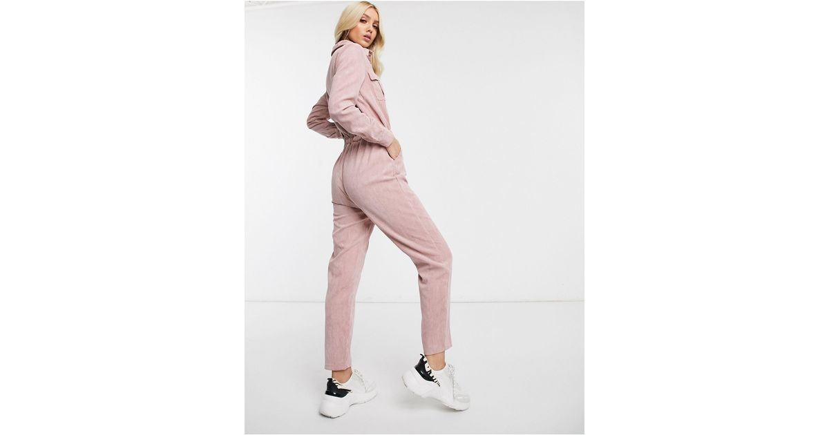 Missguided Blush Cord Utility Jumpsuit in Pink | Lyst