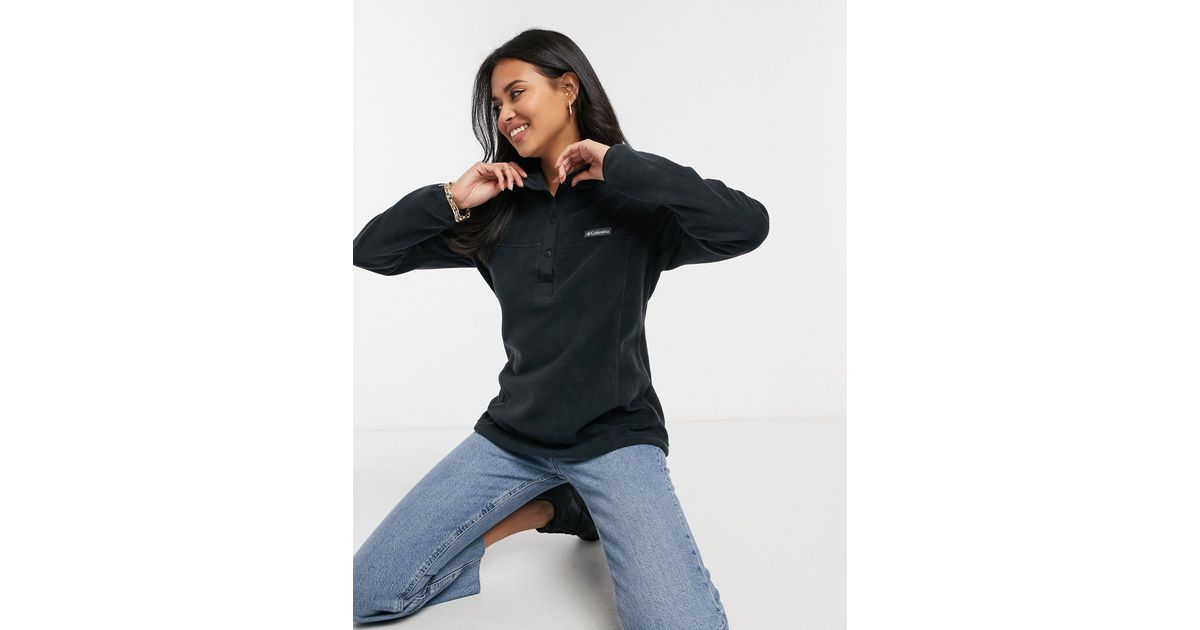 columbia benton springs half button snap fleece in black