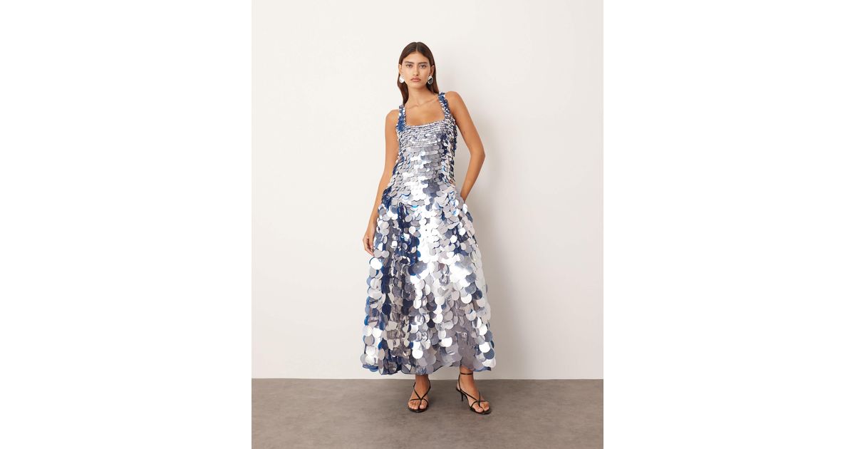 arrange embellished disc sequin square neck full skirt midi dress Why the ARRANGE Sequins Dress is Worth the Hype