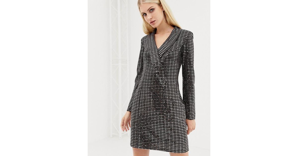 lipsy sequin tux dress