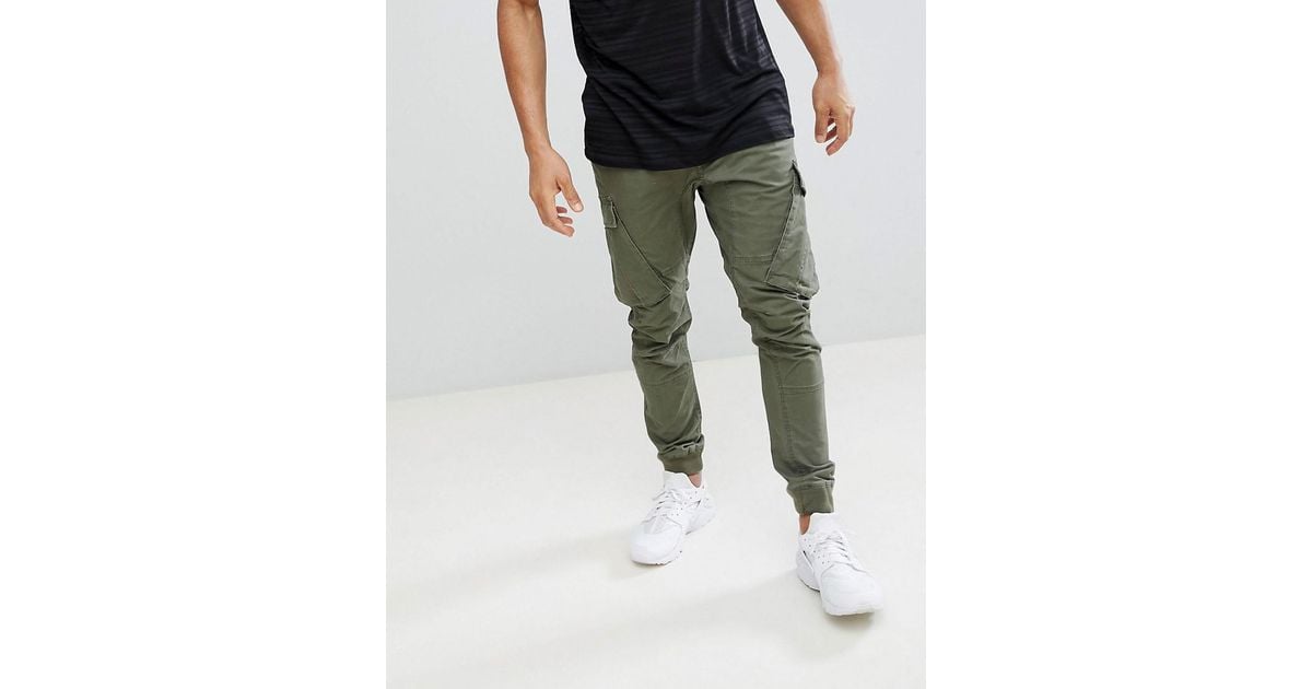 river island slim fit cargo trousers in khaki