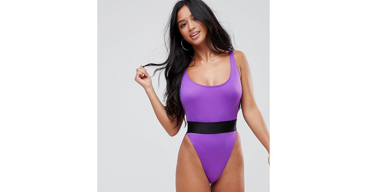 high leg elastic waist swimsuit